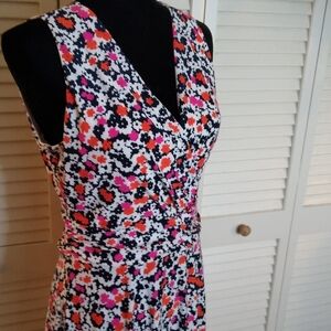 Tommy Hilfiger Floral Wrap Dress Sleeveless V-Neck Fit & Flare Pink Orange Size